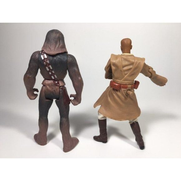 4" 1995 Kenner Star Wars POTF Chewbacca & 2001 3.75" Hasbro Mace Windu - Picture 2 of 2